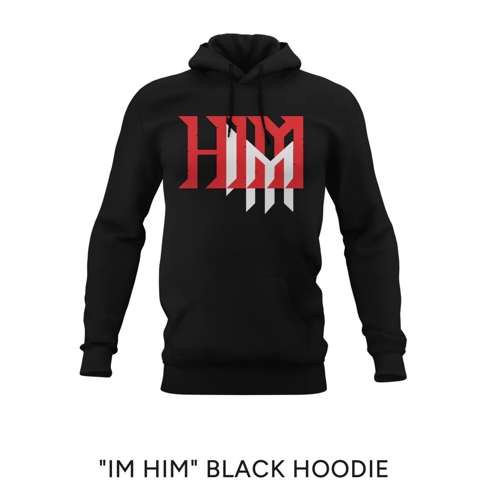 I'M HIM Custom Logo Black Hoodie Men's Casual Streetwear‎